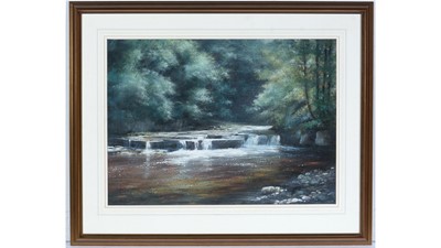 Lot 771 - Robert Turnbull - Dilston Mill and Devil's Water, Northumberland | pastel