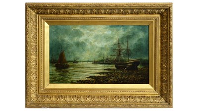 Lot 682 - Bernard Benedict Hemy - Shipping on the Tyne at Evening | oil