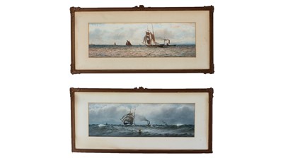 Lot 749 - William Thomas Nichols Boyce - Sail, Steam and Shipping in Choppy Waters | watercolour pair