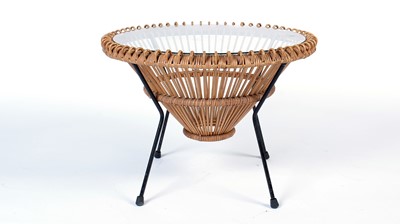 Lot 21 - Franco Albini: a mid 20th Century rattan wrought metal coffee table.