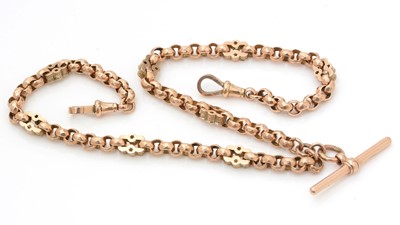 Lot 502 - A 9ct yellow gold fancy link Albert chain