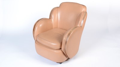 Lot 4 - An Art Deco caramel leather 'Cloud' armchair.