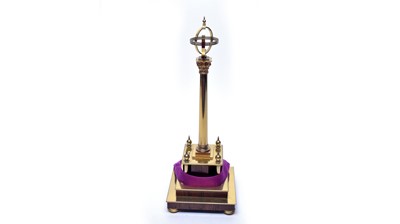 Lot 371 - A limited edition brass pillar clock, by Geoffrey Bell.