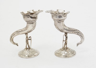 Lot 140 - A pair of late 19th C Continental vases; and a small Victorian mustard pot.