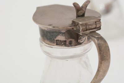 Lot 170 - Five various silver-mounted cut glass whisky tots/chota pegs; and five various labels.