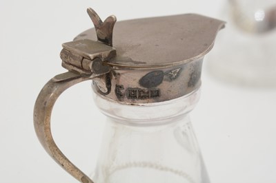 Lot 170 - Five various silver-mounted cut glass whisky tots/chota pegs; and five various labels.