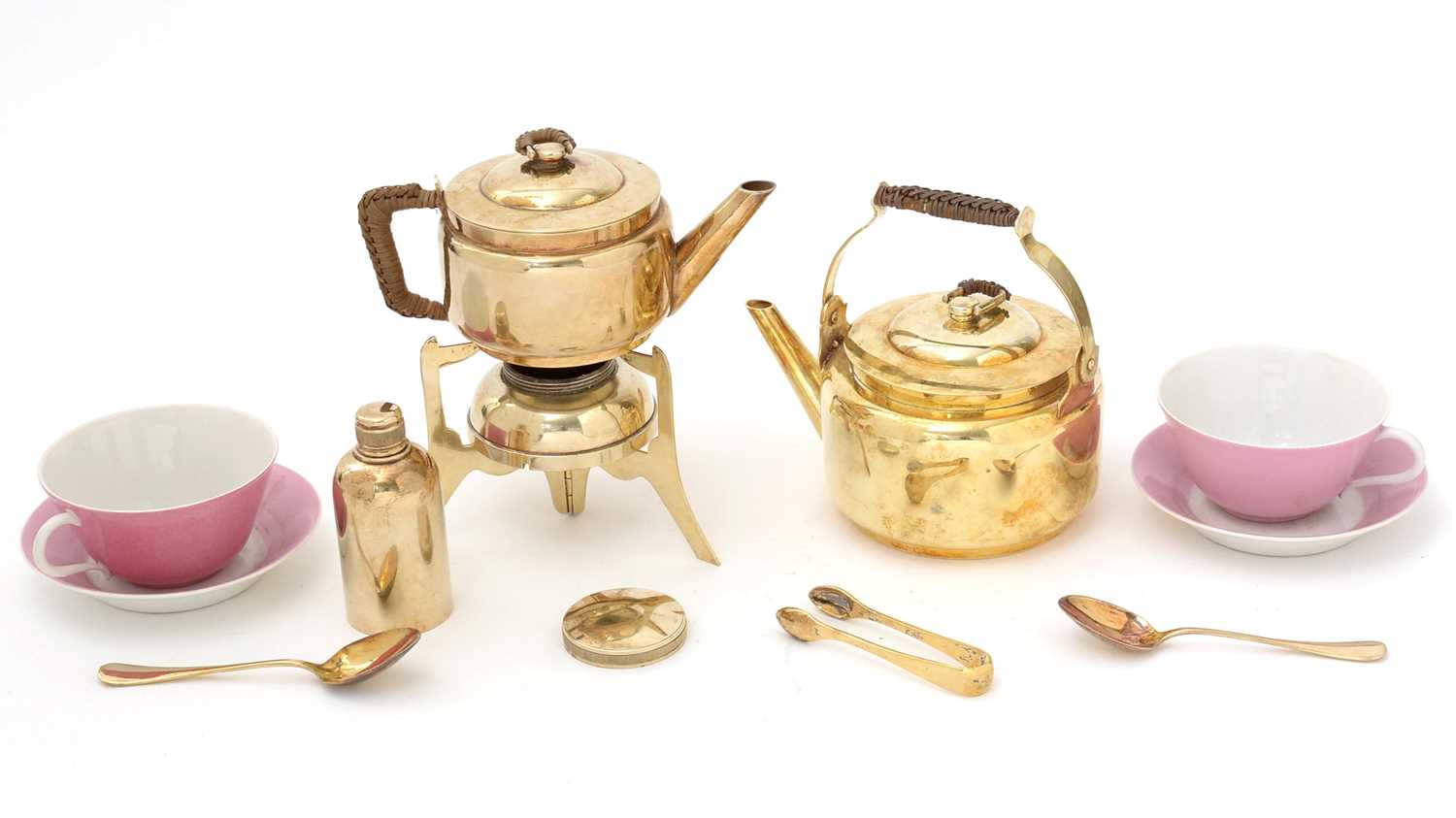 Lot 181 - A late 19th/early 20th Century French gilt-metal tea equipage.