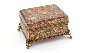 Lot 399 - A late 19th C Continental glass jewel casket.
