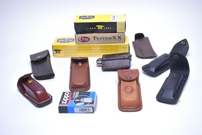 Lot 271 - A selection of knives, including: Case & Sons knife; and others, most by Buck; replica lighter.