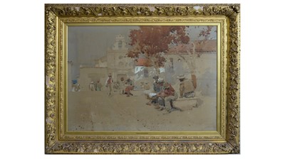 Lot 606 - Sir Frank Brangwyn RA RWS RBA - A Leisurely Gathering | watercolour