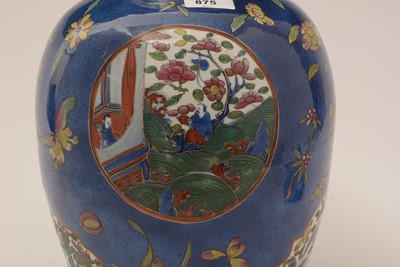 Lot 875 - Clobbered Chinese blue and white vase.
