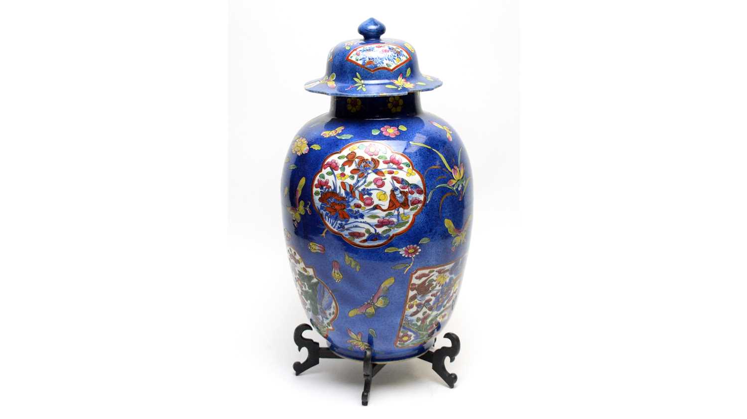 Lot 875 - Clobbered Chinese blue and white vase.
