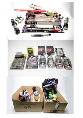 Lot 327 - A Selection of Star Wars weapons; figures; and collectibles.
