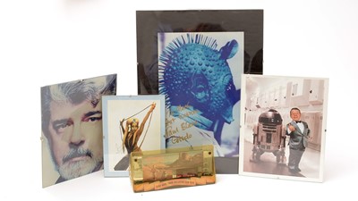 Lot 276 - Star Wars signatures; and a 70mm Collector Film in display stand.