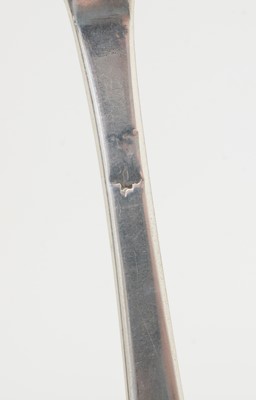 Lot 27 - A Queen Anne silver wavy-end or dog-nose tablespoon.