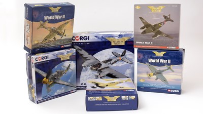 Lot 7 - A group of six Corgi World War II Luftwaffe diecast scale model planes.