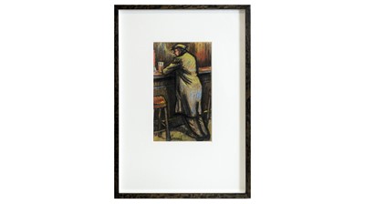 Lot 554 - Norman Cornish - Man at the Bar | coloured chalk