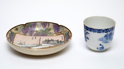 Lot 881 - Japanese Satsuma saucer dish, Chinese beaker