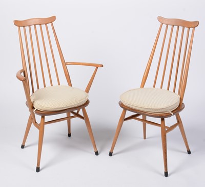 Lot 72 - Lucian Ercolani for Ercol furniture - a beech and elm dining table and four no 369 dining chairs