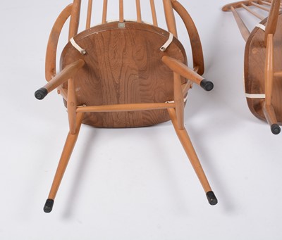 Lot 72 - Lucian Ercolani for Ercol furniture - a beech and elm dining table and four no 369 dining chairs
