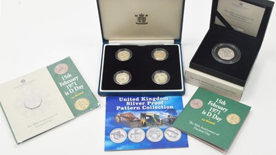 Lot 874 - Silver proof and other £1 and 50p coins