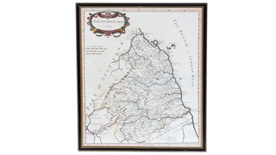 Lot 706 - Robert Morden - Map of Northumberland | hand coloured engraving