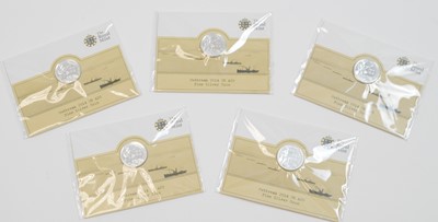 Lot 819 - Royal Mint United Kingdom: five Outbreak 2014 £20 fine silver coins.