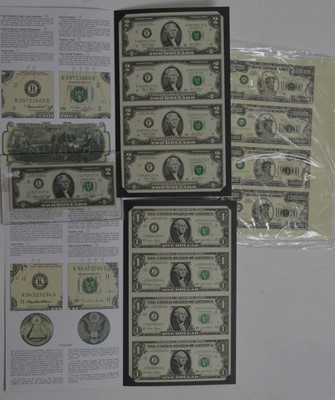Lot 798 - US banknote sheets and other world notes