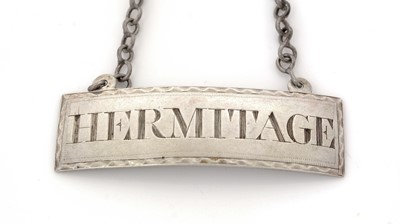 Lot 256 - A George III silver wine label.