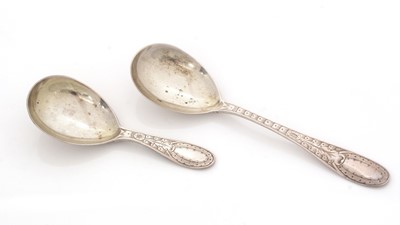Lot 42 - A Victorian silver Provincial caddy spoon and matching sugar spoon.