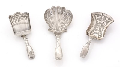 Lot 56 - Three silver caddy spoons.