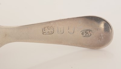 Lot 63 - A George III silver caddy spoon; and another caddy spoon.