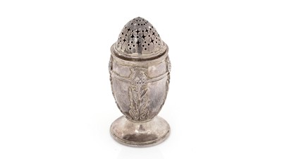 Lot 225 - An Edward VIII silver pepper caster.