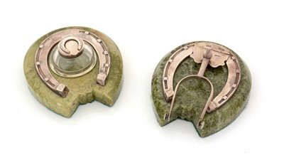 Lot 198 - A George V silver-mounted Connemara marble desk clip.