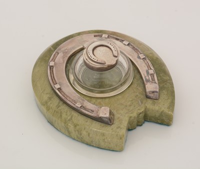 Lot 198 - A George V silver-mounted Connemara marble desk clip.