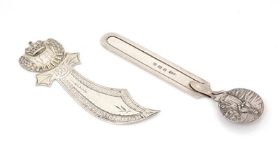 Lot 398 - Two silver bookmarks.