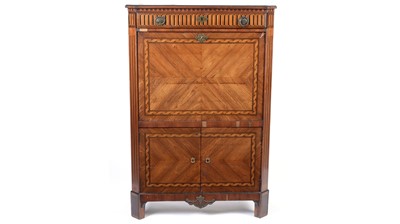 Lot 53 - A French late 18th Century inlaid walnut secretaire a abattant