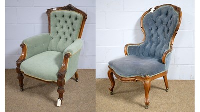 Lot 16 - Two Victorian armchairs.