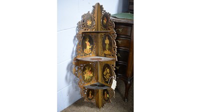 Lot 49 - Italian late 19th Century walnut corner shelves, Sorrento.