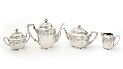 Lot 182 - A late 19th/early 20th Century Portuguese silver four-piece tea and coffee service.