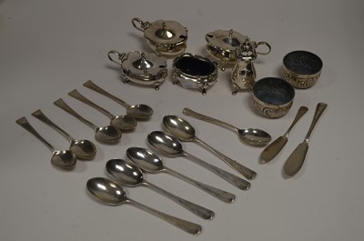 Lot 143 - Silver condiment and teaspoons.