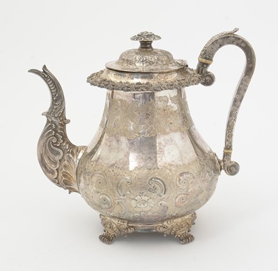 Lot 129 - A late period Old Sheffield plated coffee pot.