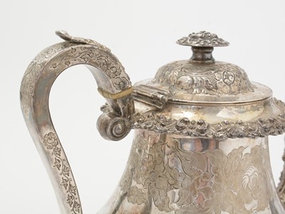 Lot 129 - A late period Old Sheffield plated coffee pot.