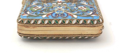 Lot 388 - An early 20th Century Russian silver-gilt and cloisonne enamelled cigarette case.