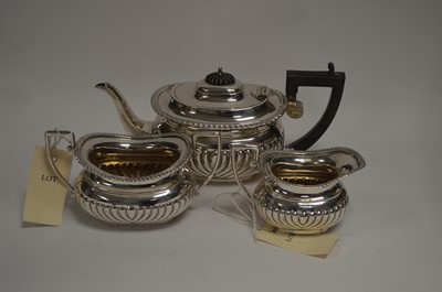 Lot 160 - A three piece silver tea service, by Nathen & Hayes