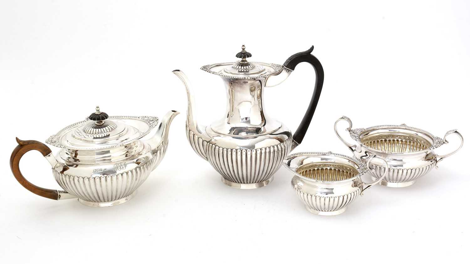 Lot 204 - A late Victorian silver four-piece tea and coffee service.