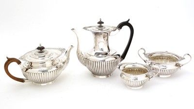 Lot 204 - A late Victorian silver four-piece tea and coffee service.