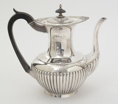 Lot 204 - A late Victorian silver four-piece tea and coffee service.