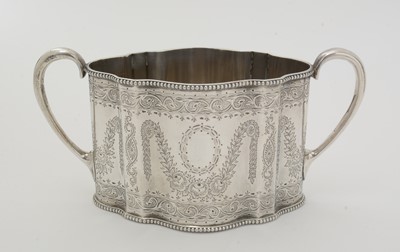 Lot 200 - A Victorian silver three-piece tea service.