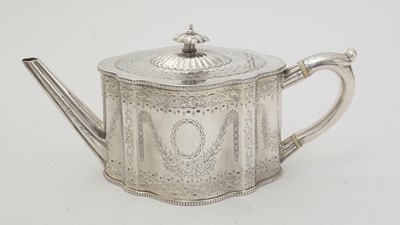 Lot 200 - A Victorian silver three-piece tea service.